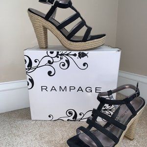 SANDALS HEELS - Rampage - Keeley -Black - Faux Suede - Dress/Casual - 9.5M - Box